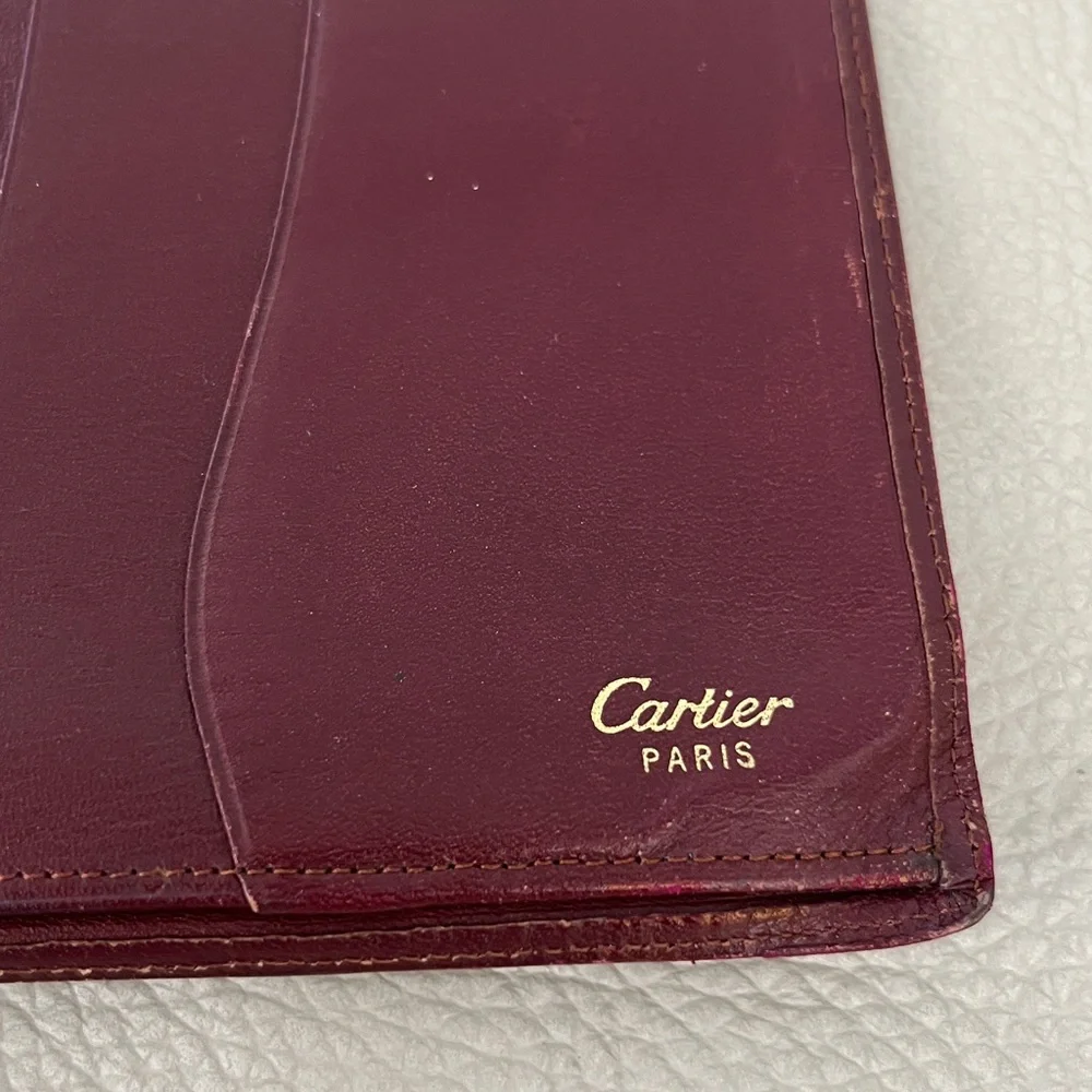 Cartier Burgundy Leather Bifold Wallet/Organizer